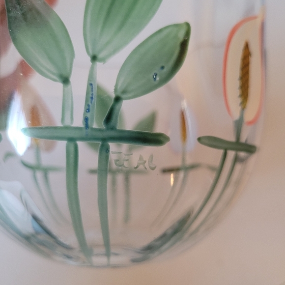 Orrefors Sweden Eva Englund Hand-Painted Crystal Bowl Peace Lilies 3 Piece Set - Picture 7 of 12
